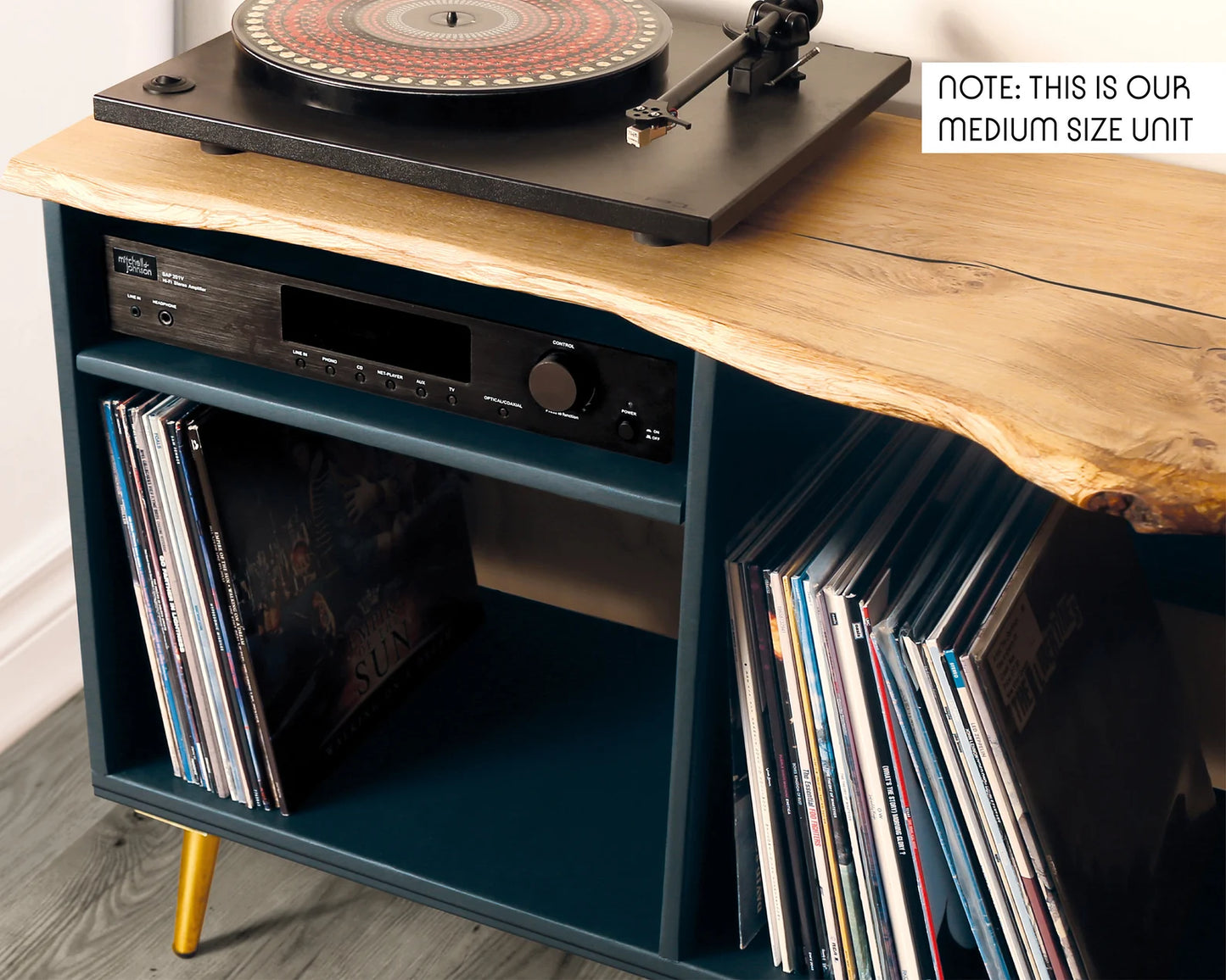 Vinyl record player cabinet - Live Edge - Custom colour & size - Small