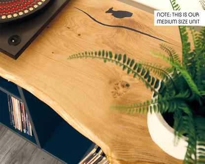 Vinyl record player cabinet - Live Edge - Custom colour & size - Small