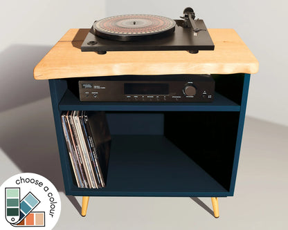 Vinyl record player cabinet - Live Edge - Custom colour & size - Small