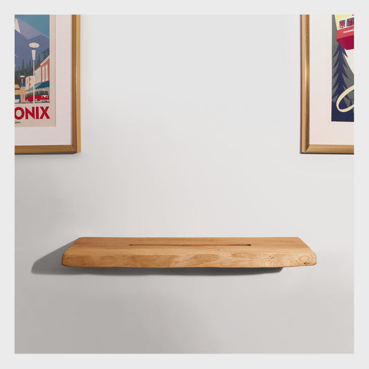 NOW PLAYING SHELF - Record vinyl display - Live Edge Oak