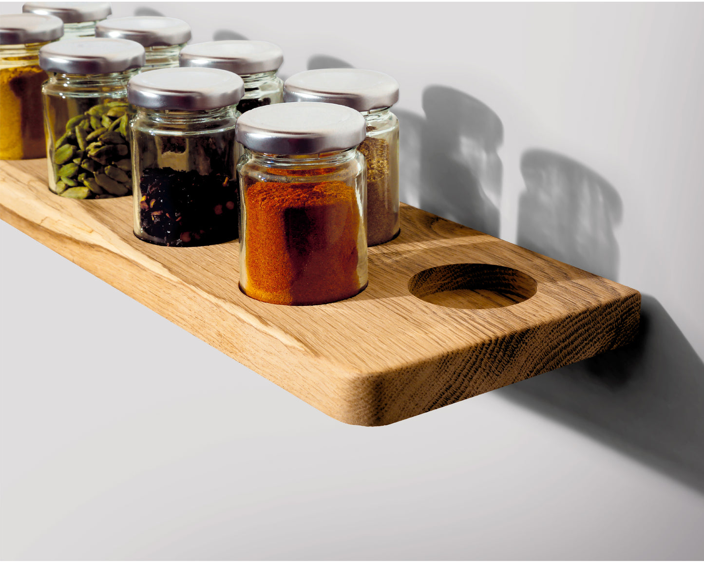 Custom Size Oak Spice Rack | Jars Optional