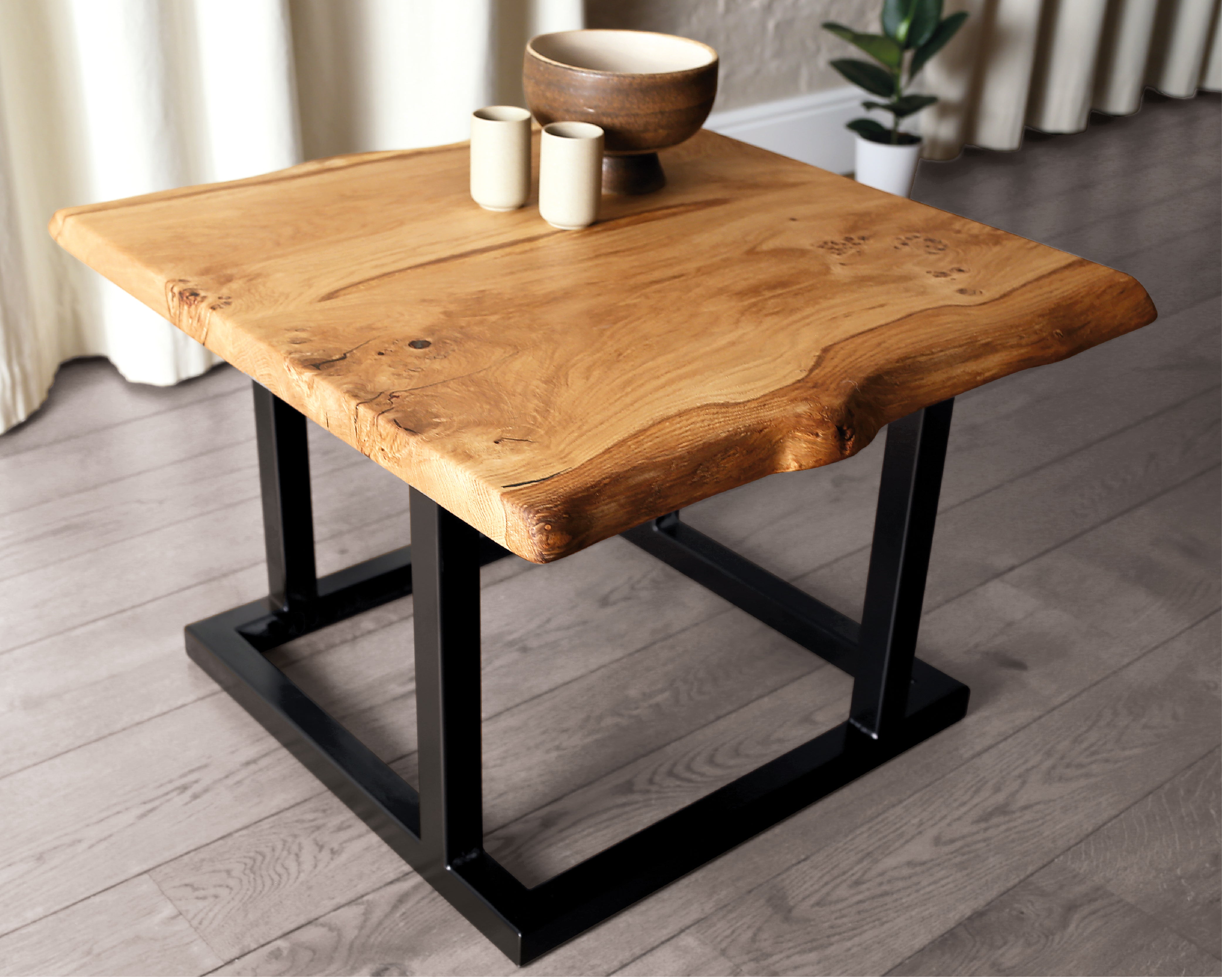 Natural wood coffee table deals with metal legs