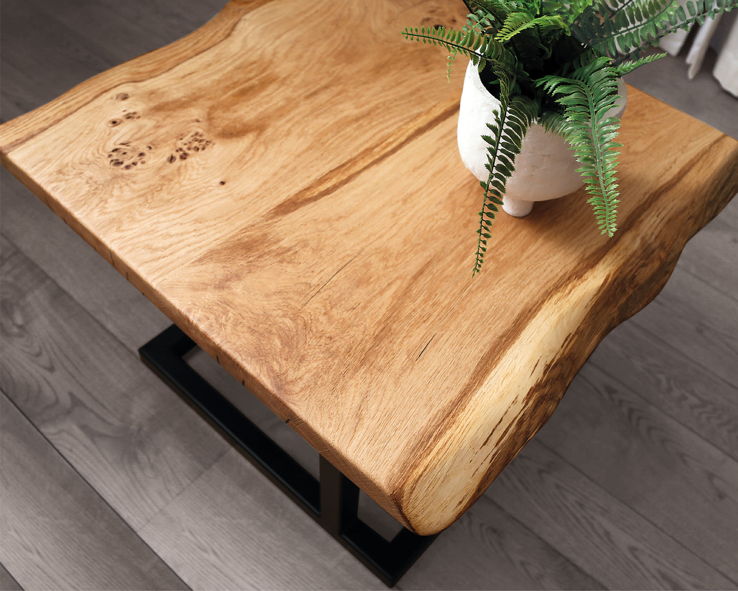 Square oak COFFEE/END TABLE | Bespoke asymmetric leg frame | Live edge