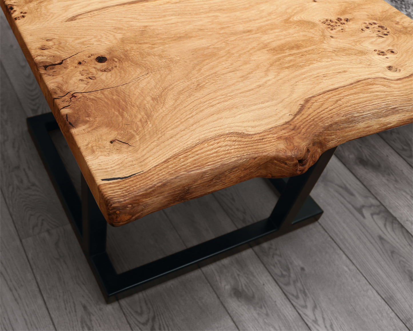 Square oak COFFEE/END TABLE | Bespoke asymmetric leg frame | Live edge