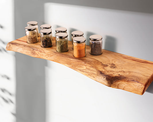 Live Edge Oak Spice Rack | Jars Included