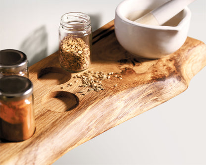 Live Edge Oak Spice Rack | Jars Included